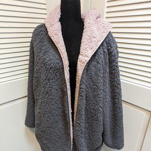 Women's Plus XXL Cozy Sherpa Wrap Grey/Pink